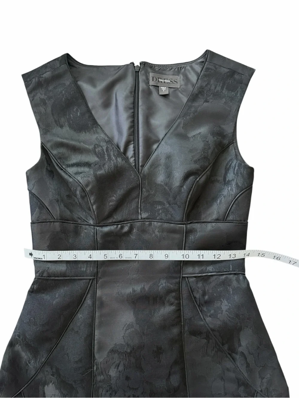 Vera Wang Black Floral Jacquard Fit & Flare Cocktail Dress Size 2